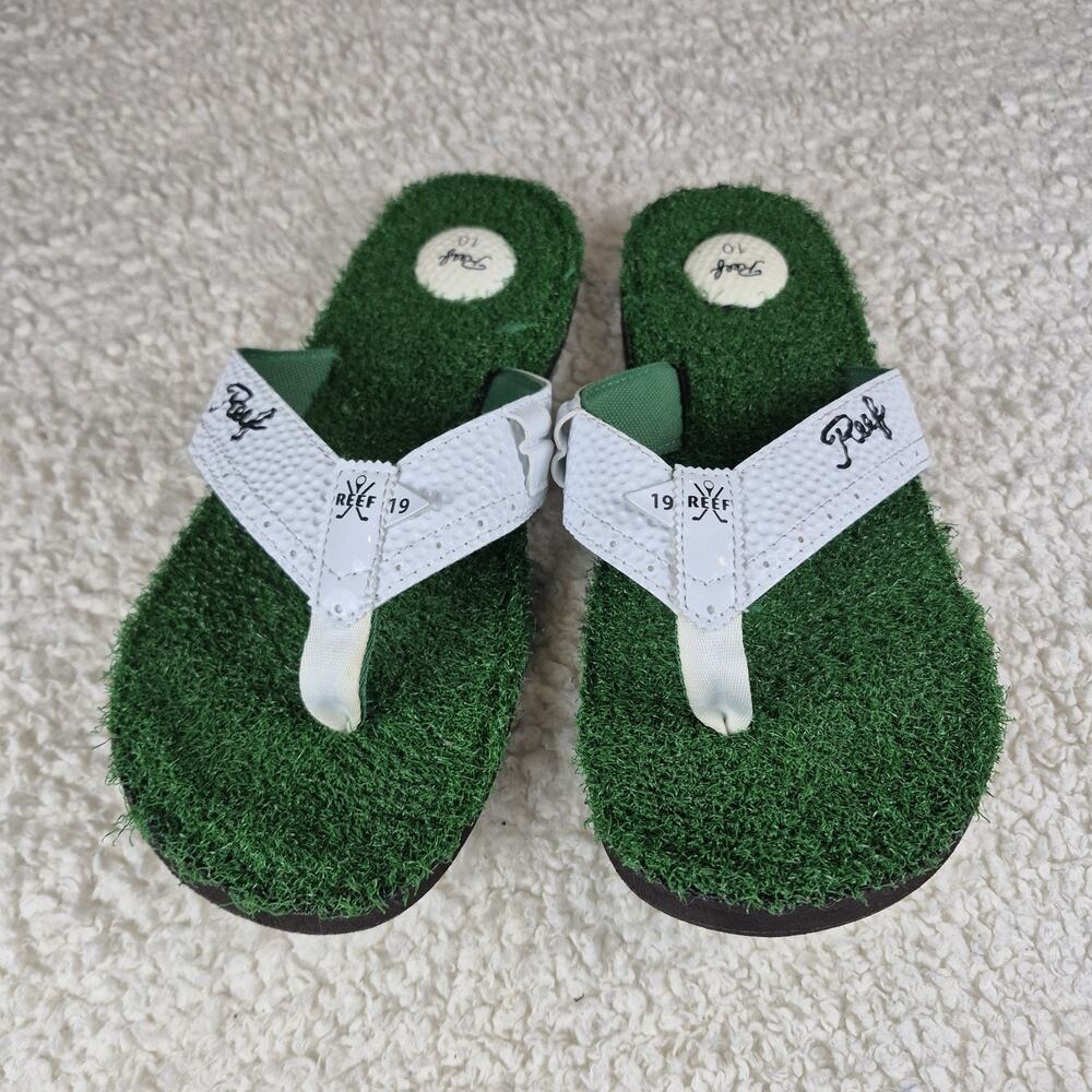 Reef Mulligan II Turf Flip Flops Men's Size 10 Green White Golf Sandals Slides
